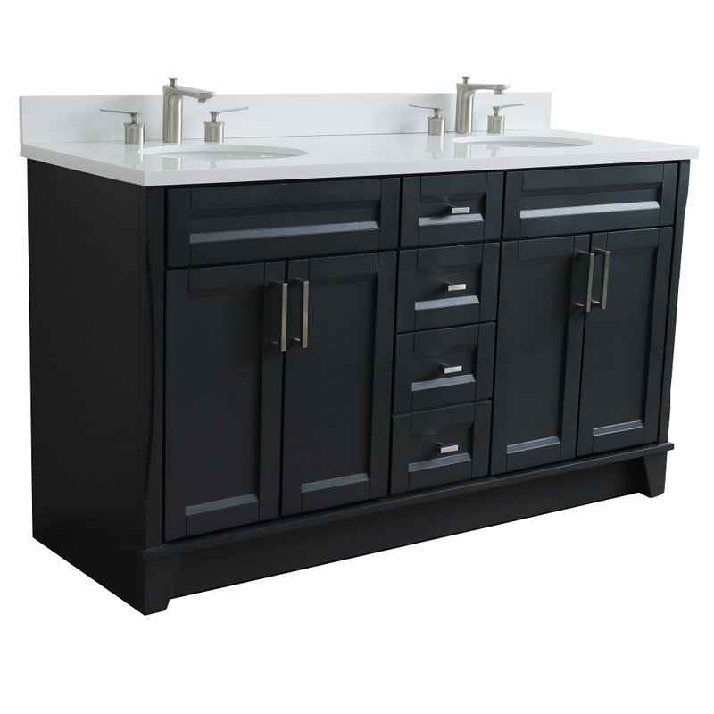 Fraiture 61'' Double Bathroom Vanity with Quartz Top