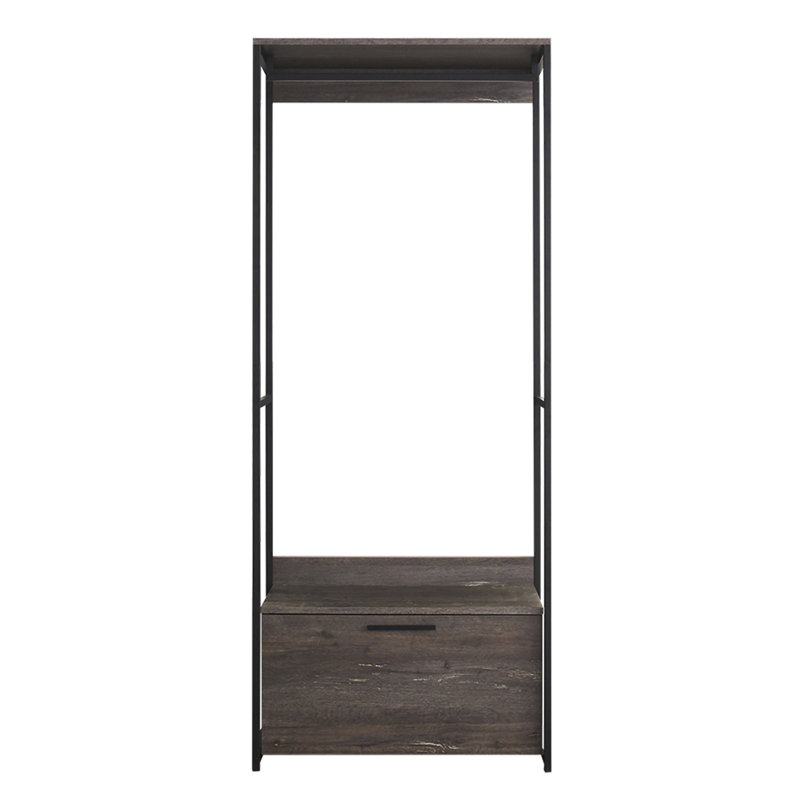 Placard en bois et métal Monica gris rustique avec tiroir Monica