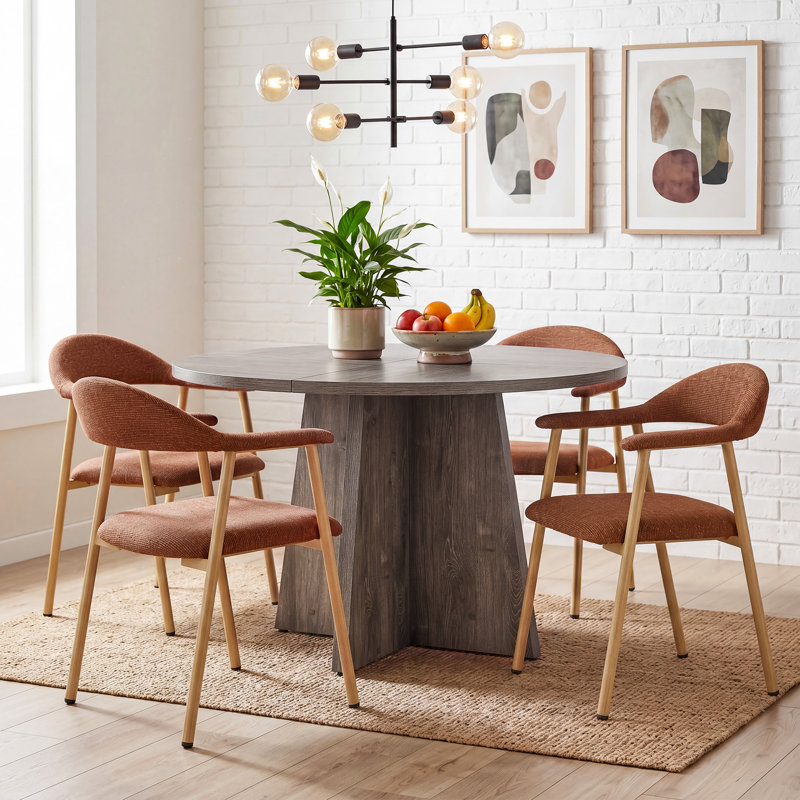 Modern Upholstered Kitchen Dining Chairs, Orange, 4