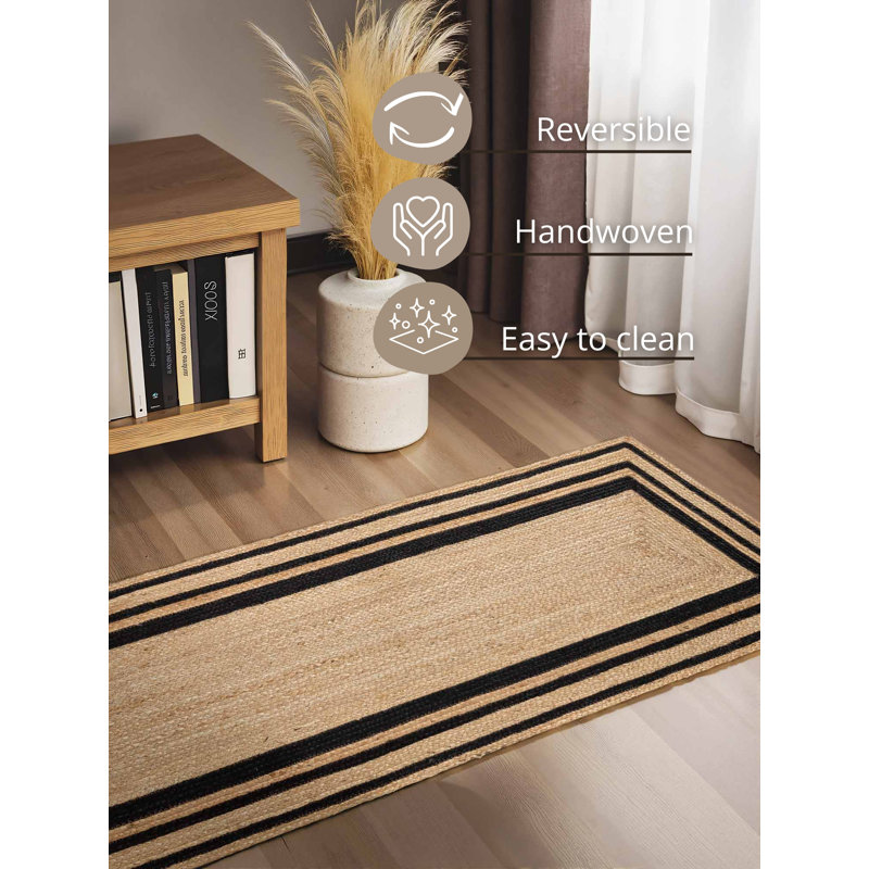 Hanse Home Jute Rug Jutta Robust & Durable, Natural Rug with Border for Living room, Bedroom, Dining room, Bedroom, Hallway
