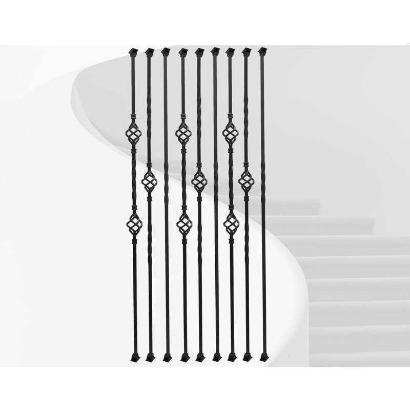 9 pièces Balustres d'escalier carrées 1/2 "en métal avec chaussures pivotantes