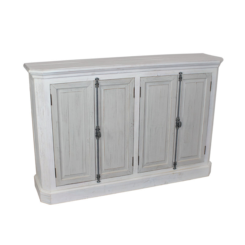60'' Solid Wood Console Table, White/Light Gray