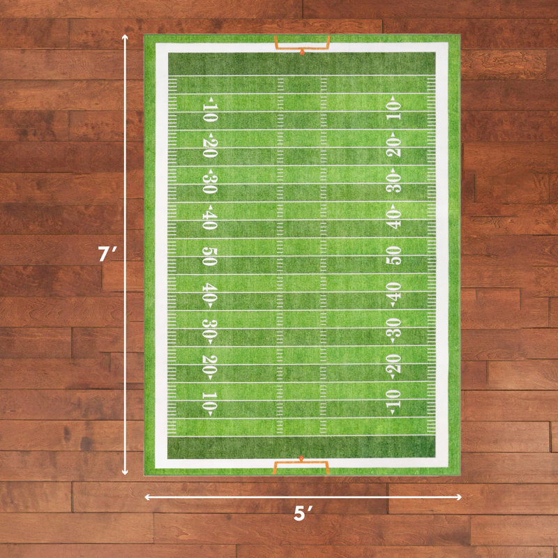 Wyatt & Ash Finley Machine Washable Rug, Green, 5' x 7'