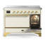 Cuisinière à induction 48 pouces avec 6 éléments à induction en blanc antique Majestic III Series (garniture laiton)-124828835-124828826