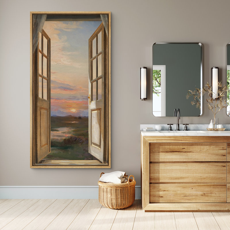 «Open Window to Sunset Scenic View», reproduction d'art sur toile encadrée, Naturel, H 60 po x l 30 po x P 1,5 po