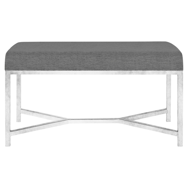 Web Upholstered Bench, Silver Leaf/Charcoal