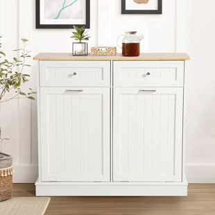Armoire à poubelle inclinable en bois 20 gallons pour cuisine et buanderie