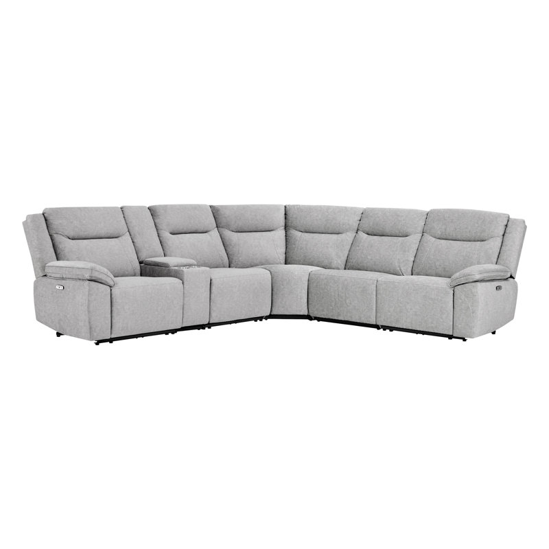 Jagger Velvet Power Reclining Sectional with USB Ports , Argo Chrome Velvet