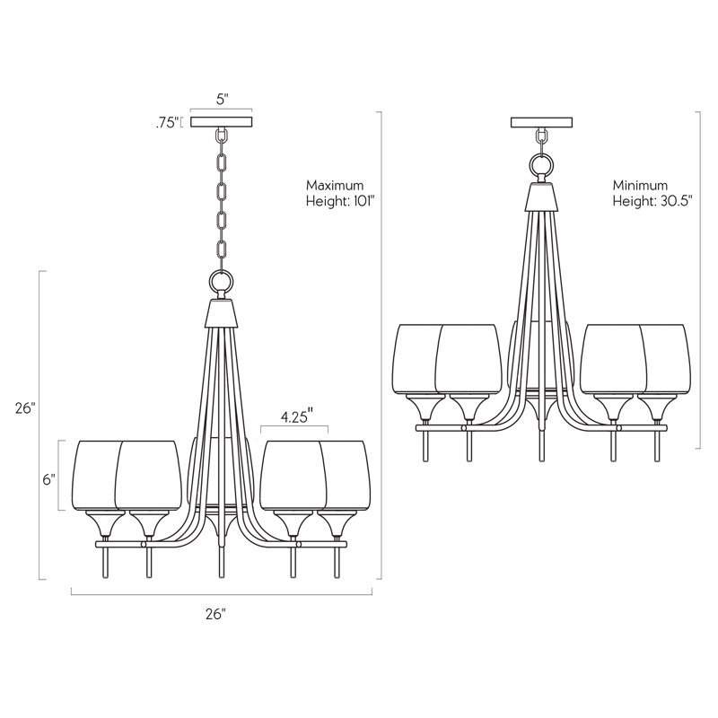 5 - Light Dimmable Empire Chandelier