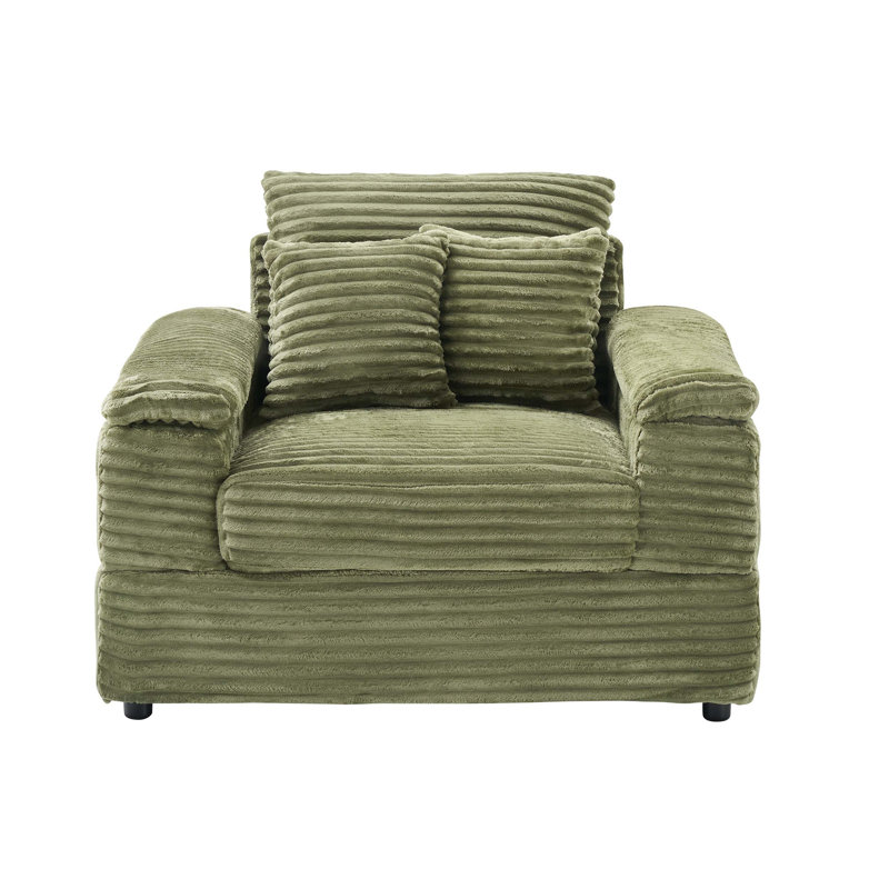 Canapé simple 42,52 pouces en velours côtelé vert avec coussins, conception simple, couleurs vives et sièges confortables et durables