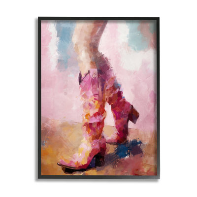 Abstract Pink Cowgirl Boots by Ziwei Li Single Picture Frame Print on Canvas
