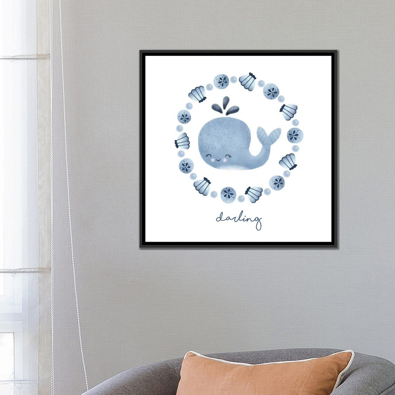 «Ocean Friends IV», impression sur toile, H 18 po x l 18 po x P 1,5 po, Toile avec cadre noir, Pas de tapis