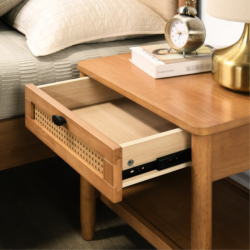 Table de chevet avec tablette en noyer