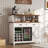 Chiara 47" Farmhouse Coffee Bar Storage Cabinet With 15" Refrigerator,Wine Rack&Glass Holder