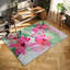 Tapis floral rose, vert et floral I, tissé à la main, 100% polyester, velours de 2 mm, antidérapant.-1943443711