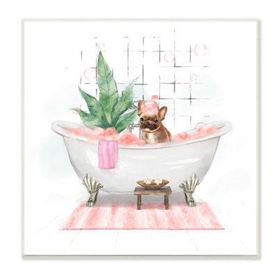" Adorable French Bulldog In Pink Bubble Bath " by Ziwei Li