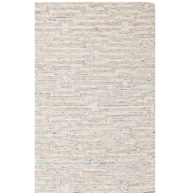 Tapis en laine / coton touffeté à la main gris clair / ivoire Damaa, Rectangle 5 pi x 8 pi