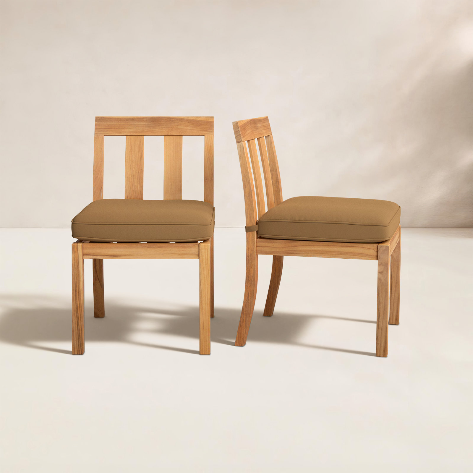 Melrose Teak Wood Premium All-Weather Wicker Outdoor Dining Side Chair with Cushion, Brown