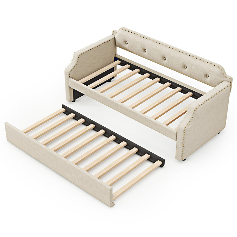 Canapé-lit rembourré avec couchette, Beige