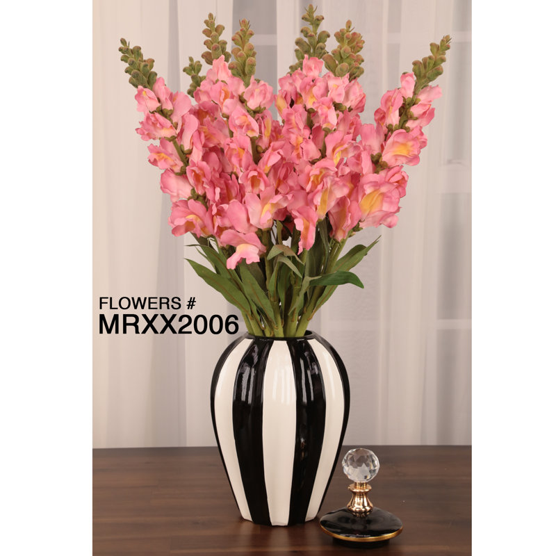 Ceramic Jar, 13" H x 6.5" W x 6.5" D, Black/White