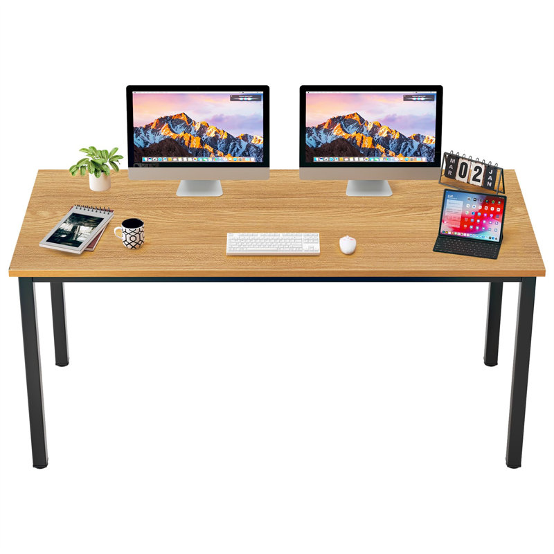 Bureau d'ordinateur Pauljohn, Teck, Noir, H 29,02 po x l 62,99 po x P 22,99 po