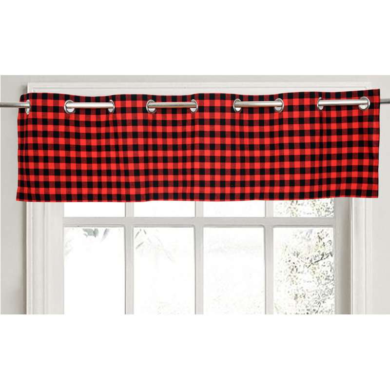 Cotton Checkered Scalloped Window Valance