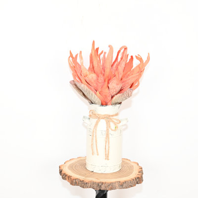 12" Artificial King Protea Floral Arrangement In Metal Pot, Farmhouse Foliage Branch Long Stem Floral Bulk Bouquet For Wedding Party Home Office Table Centerpiece Shelf Decorations