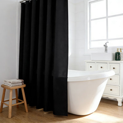 Premium Fabric Shower Curtain Set, Water Repellent And Machine Washable With Rust-Proof Grommets And Hooks