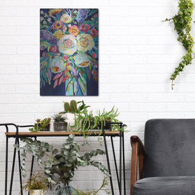 Art mural en métal luxueux «Lilys Bouquet» par Jeanette Vertentes, art mural en métal, 12 po x 16 po