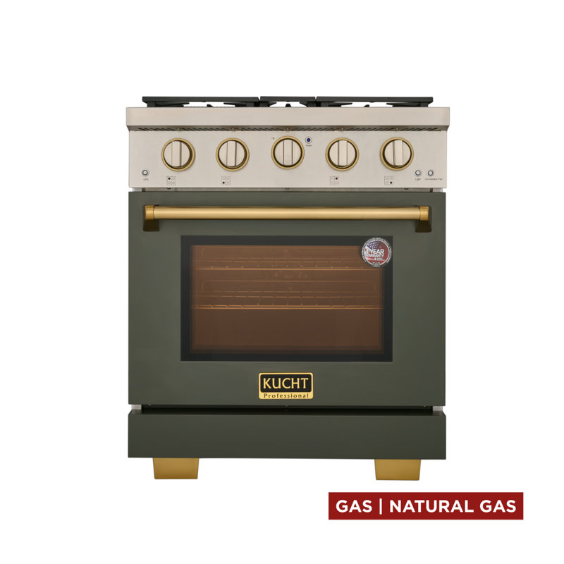 30 in. 4.2 cu. ft. Natural Gas Range and Convection Oven in Light Blue with True Simmer Burners, Natural Gas, Green