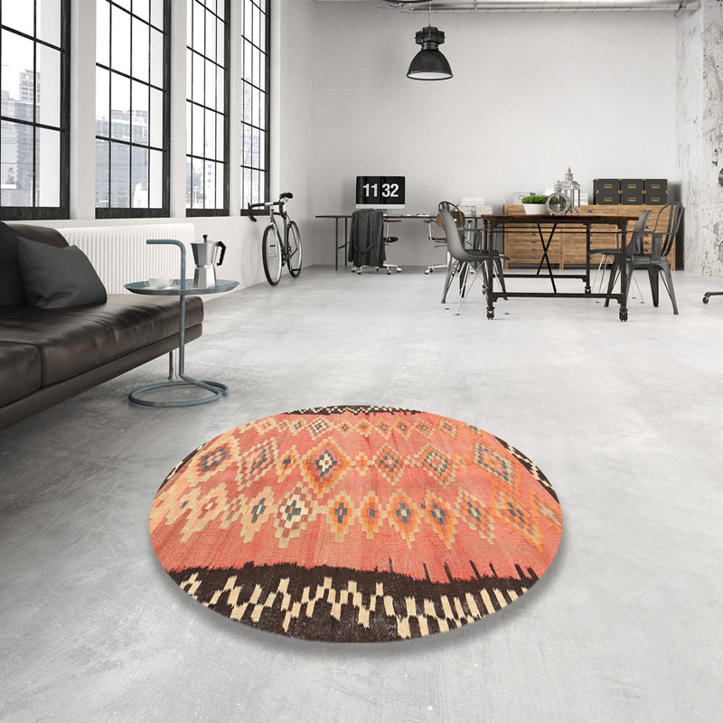 Tapis orange / beige Chatteris, Rond 3 pi