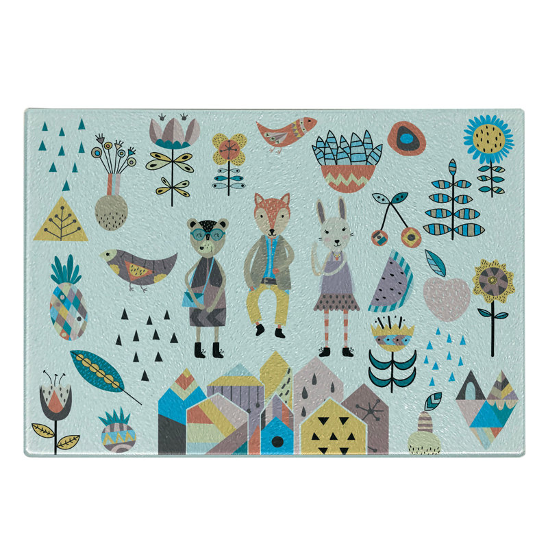 Multicolore planche à découper en verre trempé Ambesonne