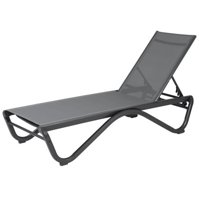 Patio Chaise Lounge Chair Outdoor Reclining Adjustable Chair Flat Textilence For Sunbathing, Beach Navy by Ebern Designs