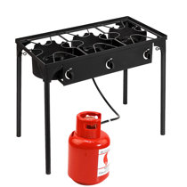 JOYDING 18.9 Portable Double Burner Outdoor Gas Stove Propane Cooker with  Regulator