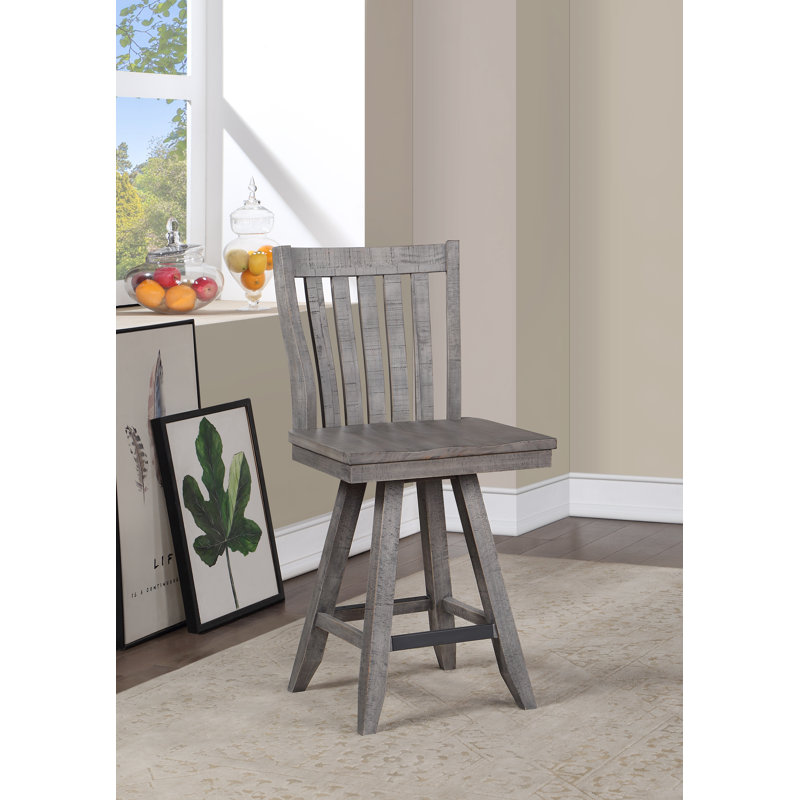Chimeng Swivel Solid Wood Counter Stool