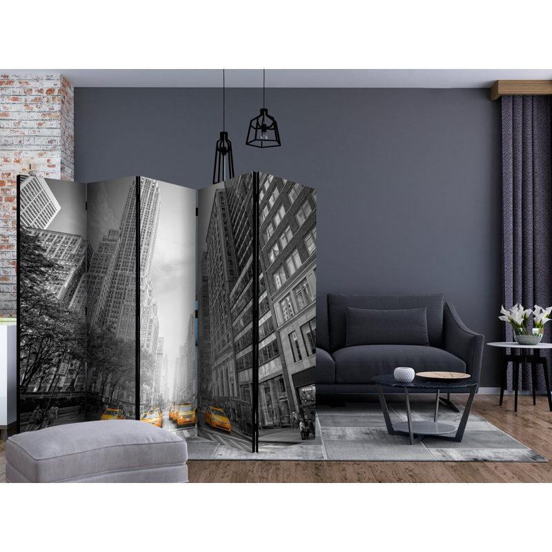 Garbo 225cm W x 172cm H 5 - Panel Solid Wood Folding Room Divider