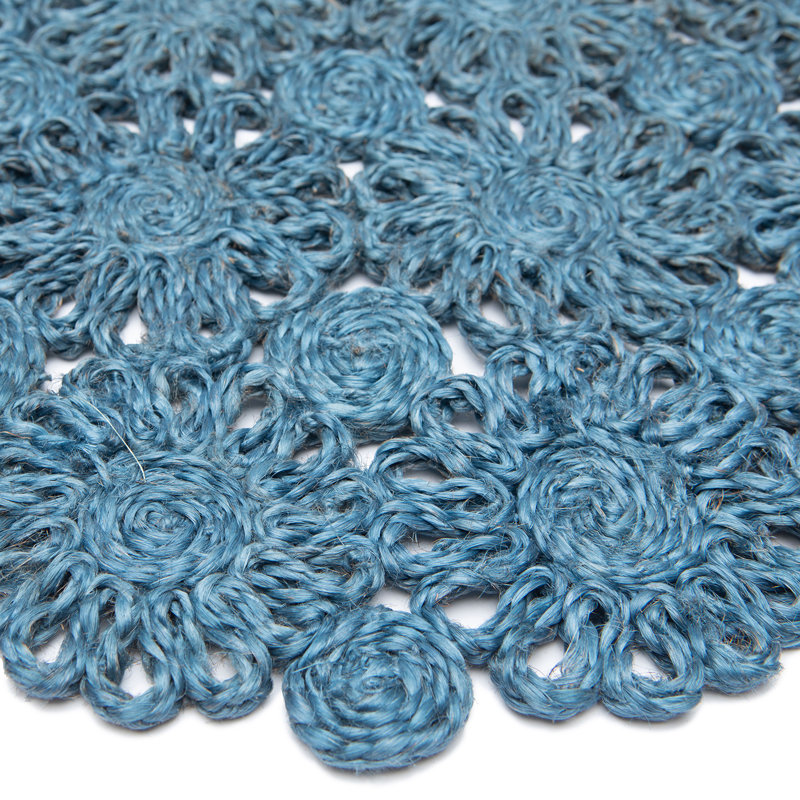 Bladwell Jute Round Placemat, Blue Jean