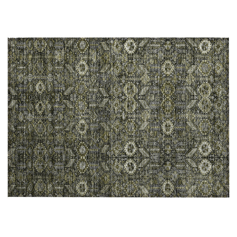 Benninger Washable Floral Indoor / Outdoor Rug, Rectangle 1'8" x 2'6"