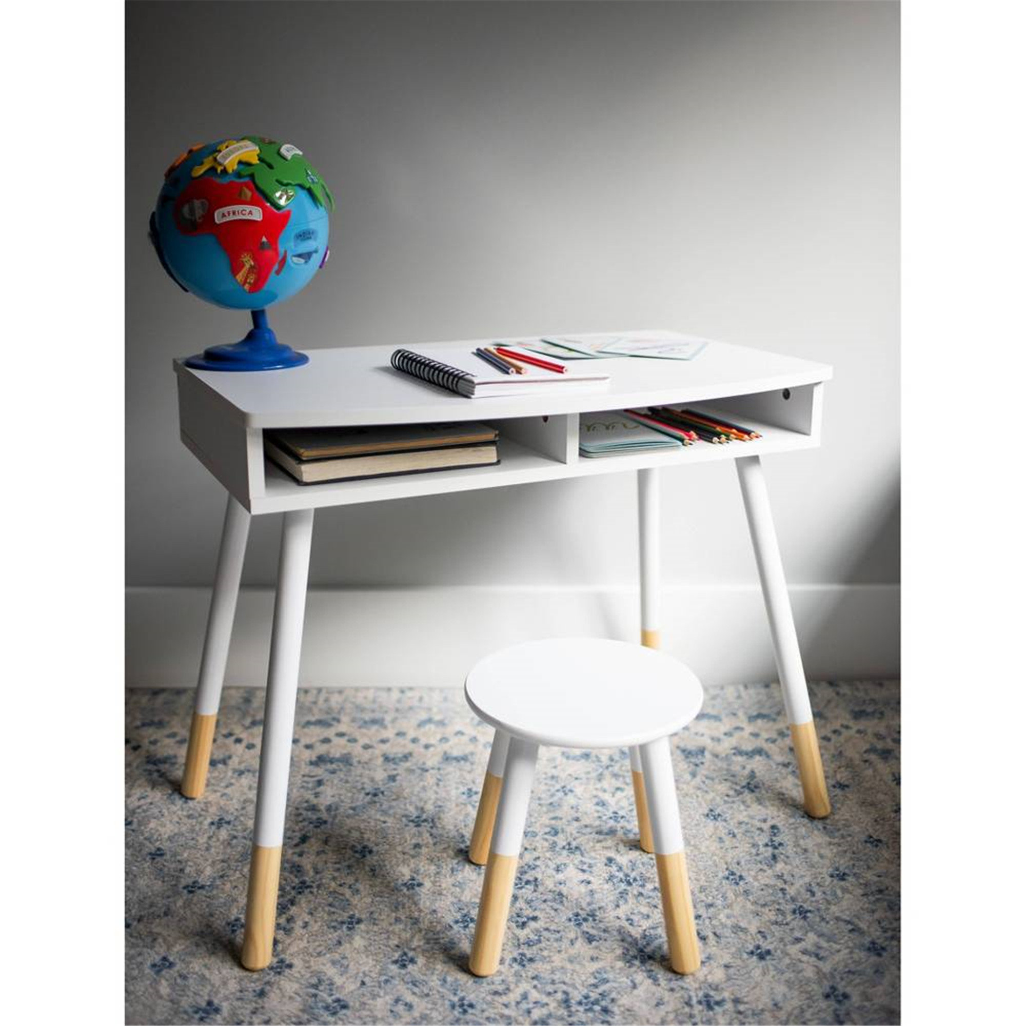 Wildkin Premium Homework Desk and Stool Set White with Natural