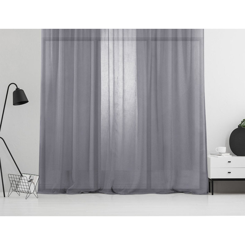 Sheer Curtain Panel Pair, 130cm Width x 145cm Drop, Dark Grey