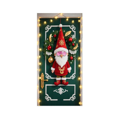 Kbndieu 35 X 72 Inch Christmas Door Cover Christmas Door Curtain Christmas Day Door and Wall Decoration Festival Party Decoration