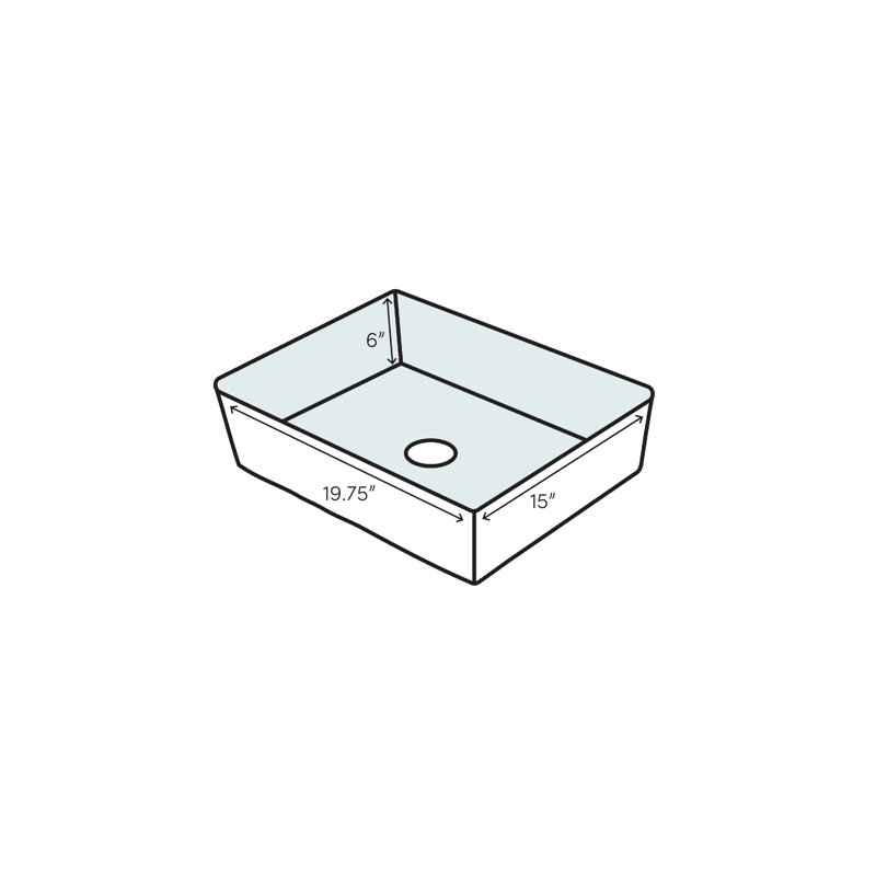 Lavabo de salle de bain rectangulaire en porcelaine vitreuse Riviera