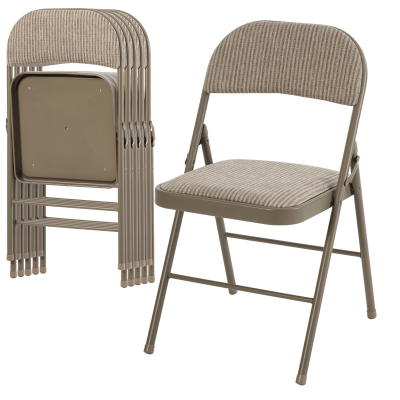 Fabric Padded Folding Chair, Upholstered Stackable Folding Chair Set, Black/Gray, 6