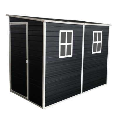 Remise 4 x 8 pi avec plancher. Verrouillable, imperméable. -. Ventilation pour porte de patio, de jardin, de pelouse - noire verrouillable 8 x 4 pi. Imperméable, et pour pelouse, patio
