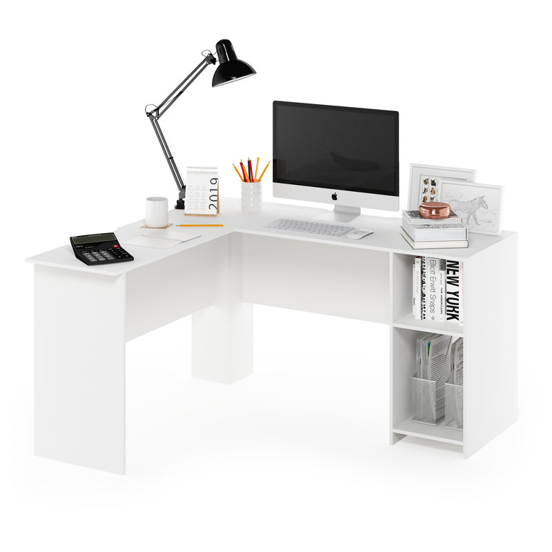 Eakins L-Shaped Computer Desk, White