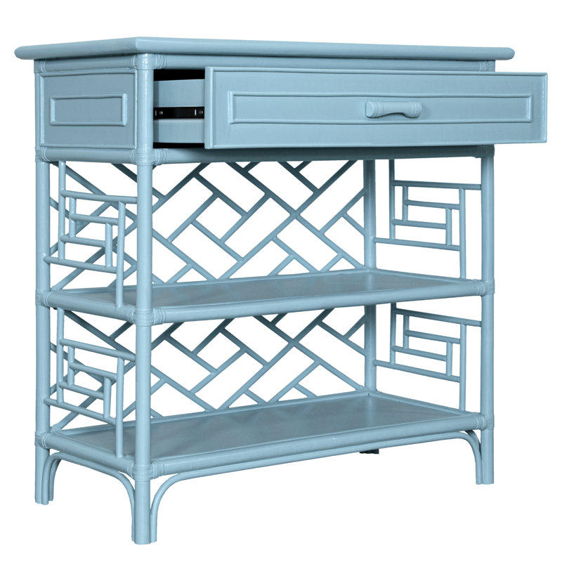 Chippendale End Table, Pool Blue