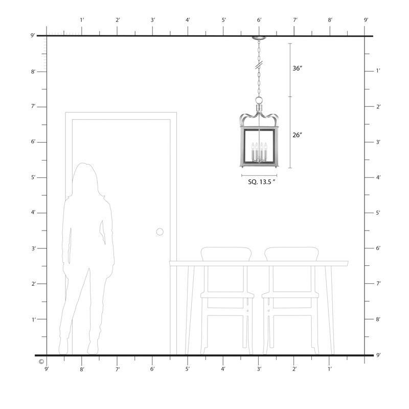 Aelwen 4 - Light Lantern Pendant, Brushed Nickel