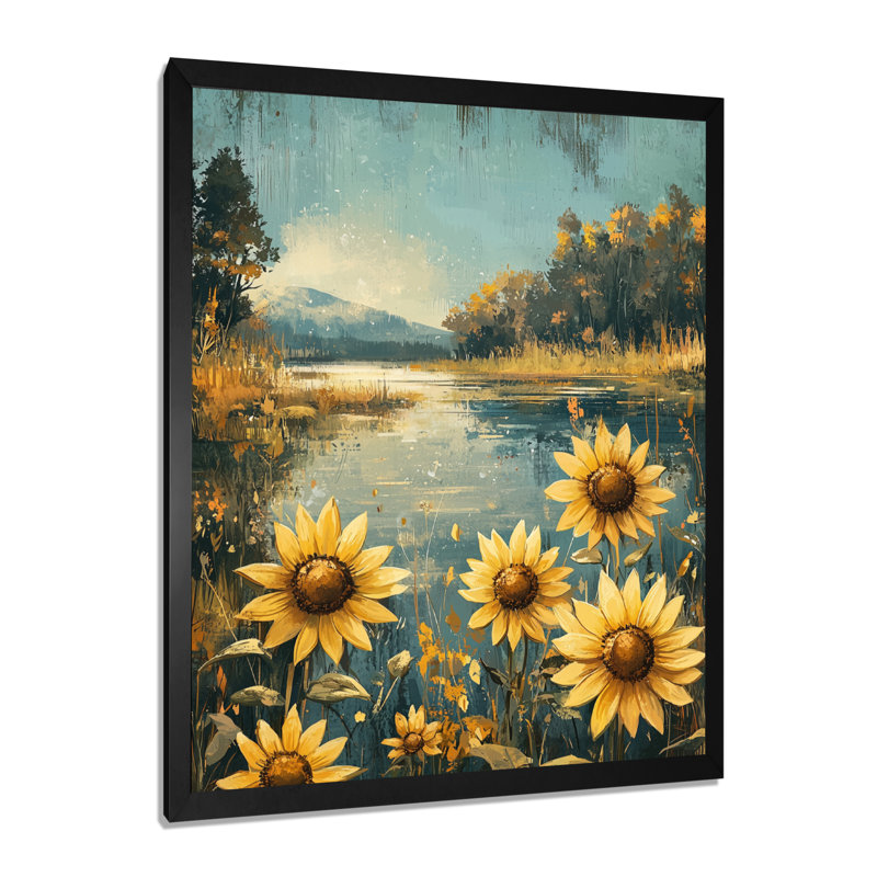 Dumitra - Floral Canvas Wall Art, Noir, H 20 po x l 12 po, Reproduction encadrée d'une seule photo