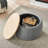 Round Storage Ottoman, 2 In 1 Function, Work As End Table And Ottoman, Dark Grey (25.5"X25.5"X14.5")-2016824680