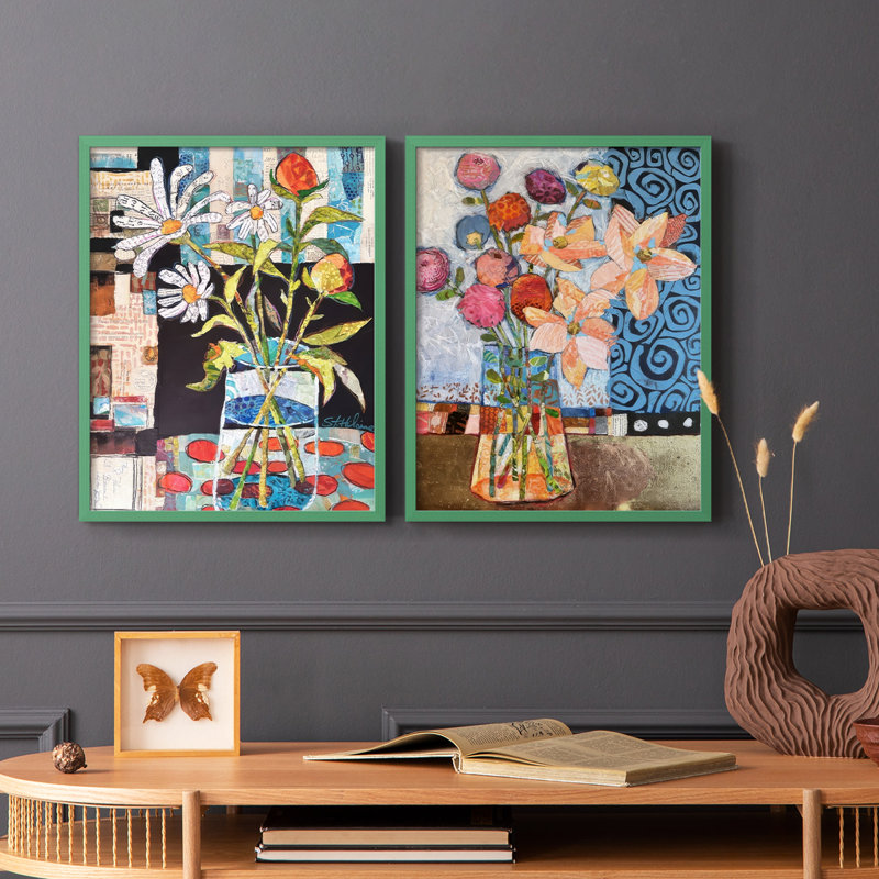 Papier mâché Arrangement I-Premium, reproduction encadrée prête à accrocher - aucun clou requis, Gris, H 21 po x l 34 po